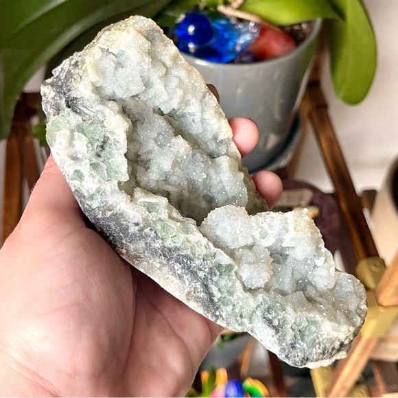 🤍Raw Druzy Quartz “Sugar” Fluorite Crystal Specimen🤍